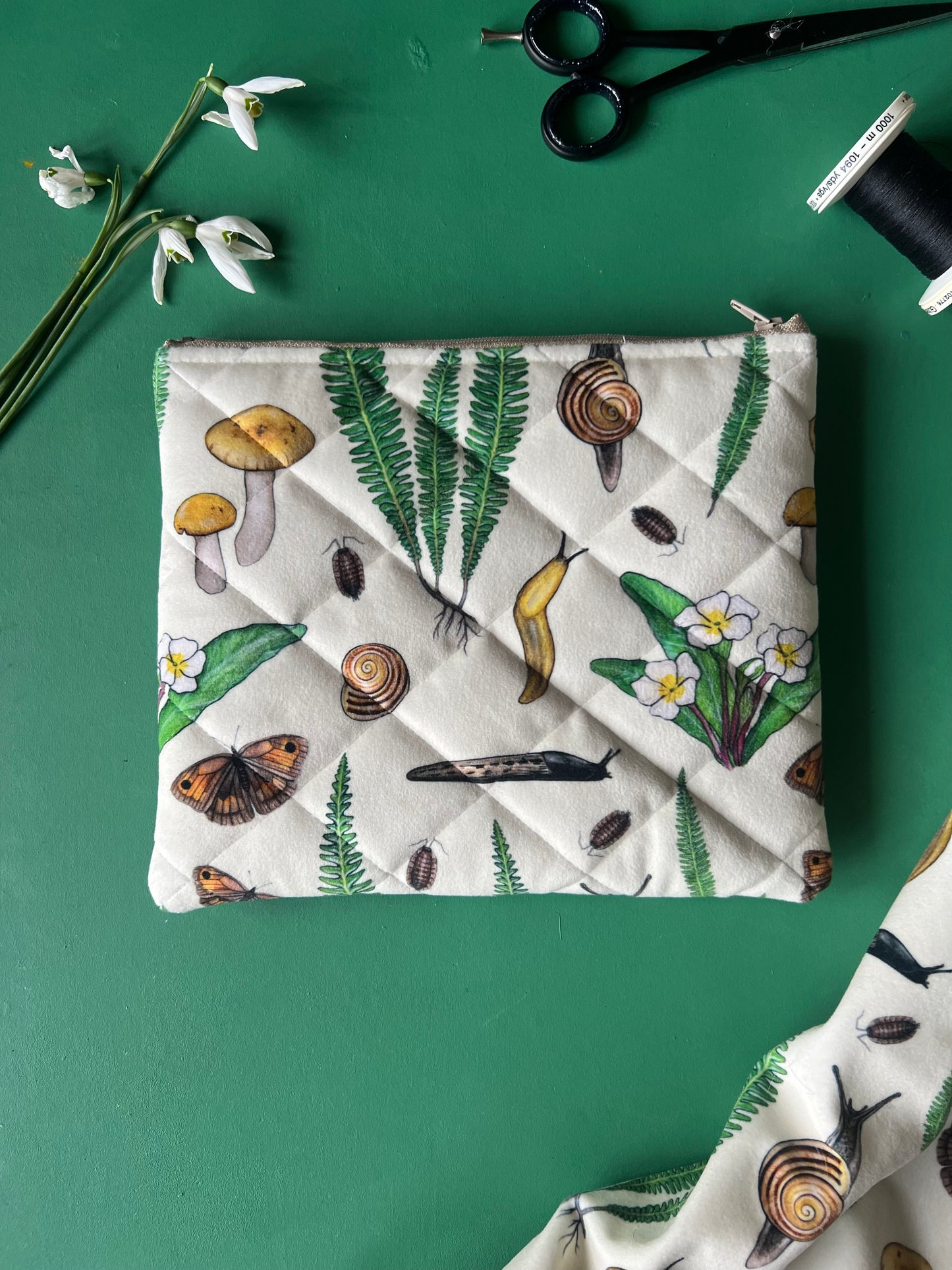 Forest Floor Quilted Velvet Pouch