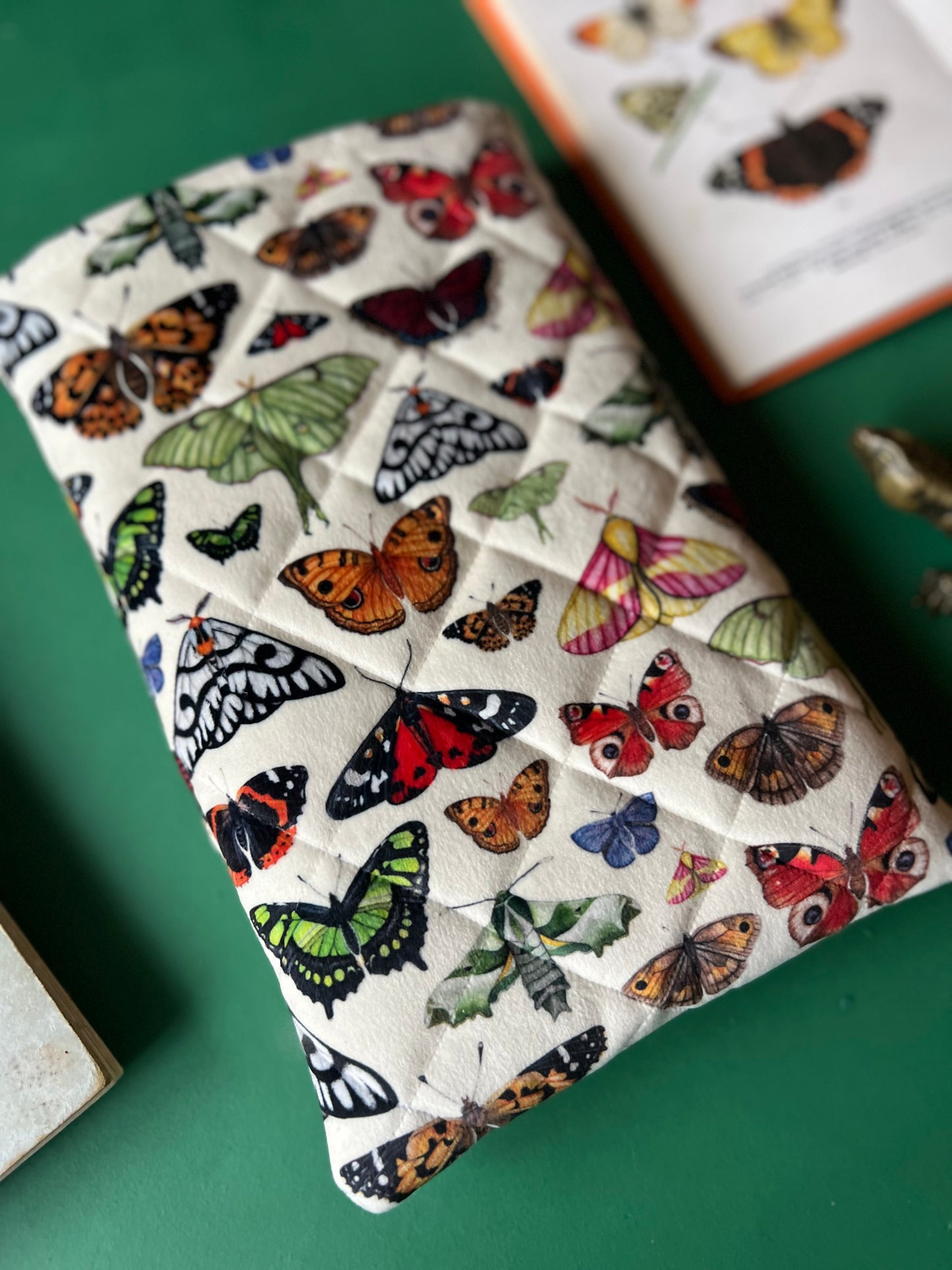 Butterfly and Moth Quilted Velvet Book Sleeve