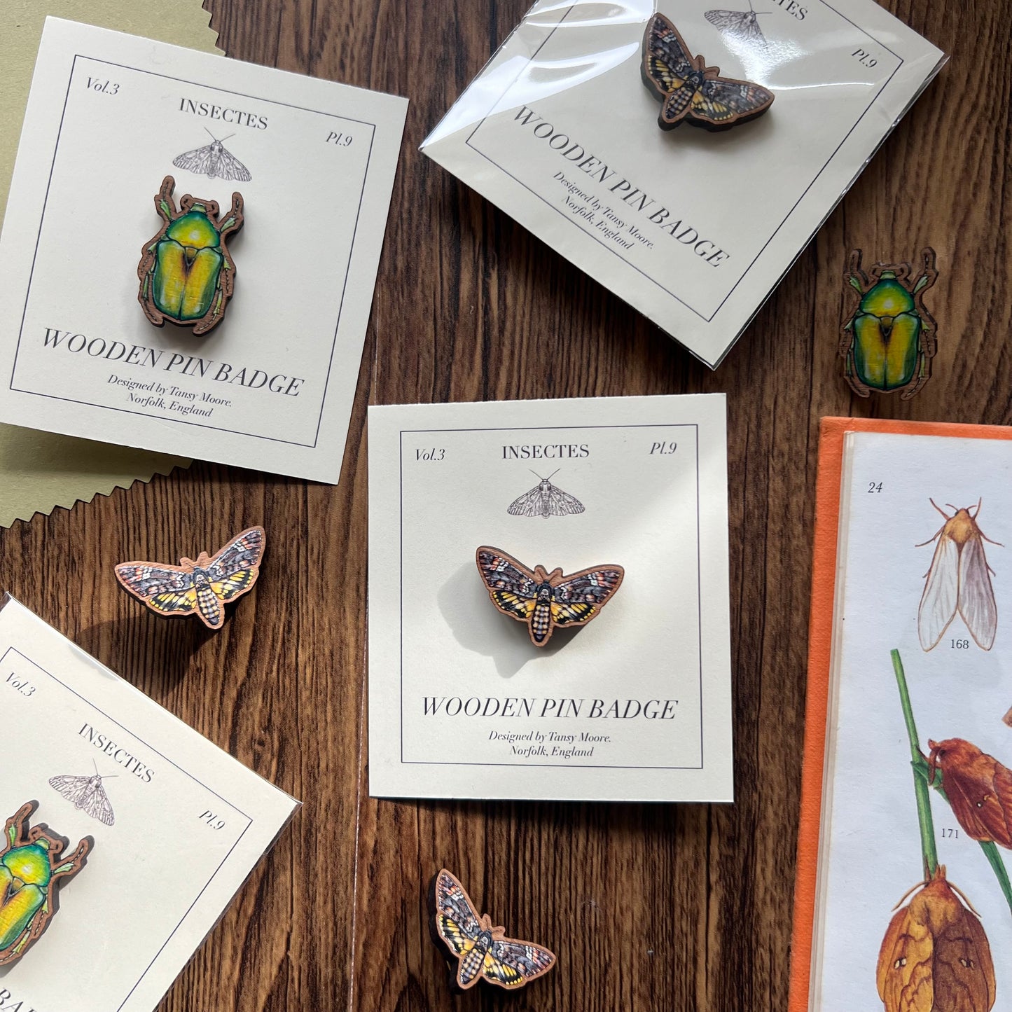 Death’s Head Hawk Moth Wooden Pin Badge
