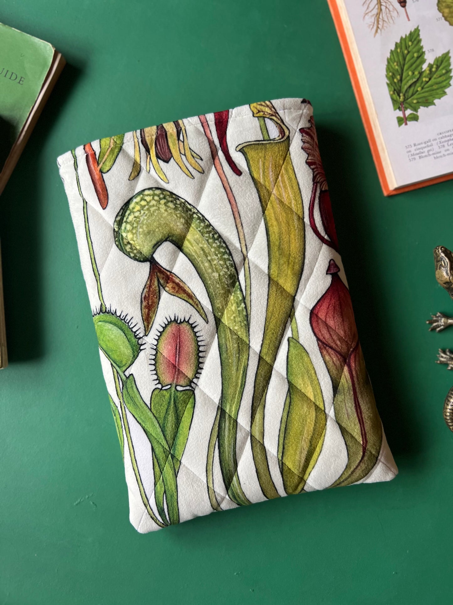 Carnivorous Plants Quilted Velvet Book Sleeve