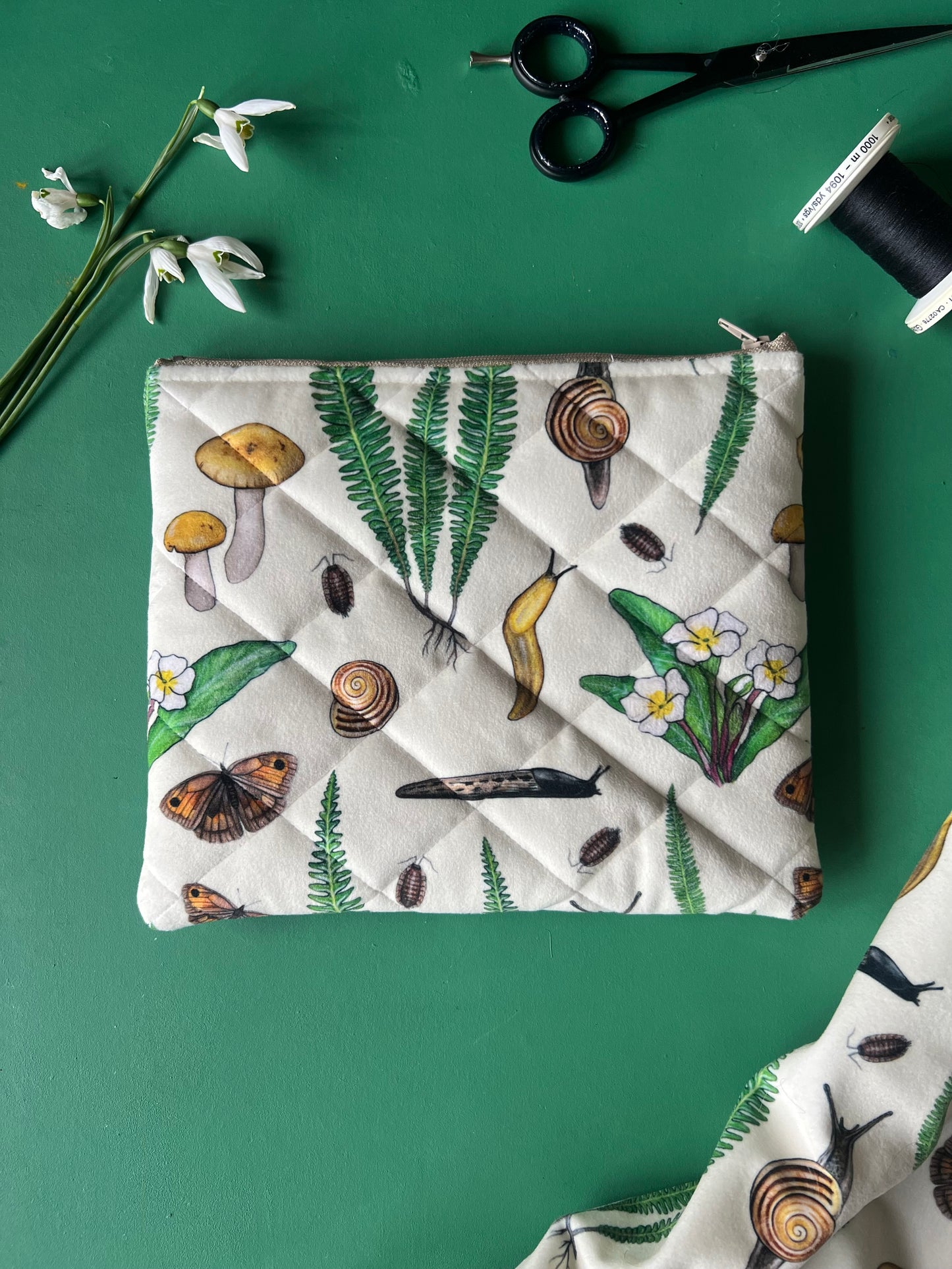 Forest Floor Quilted Velvet Pouch