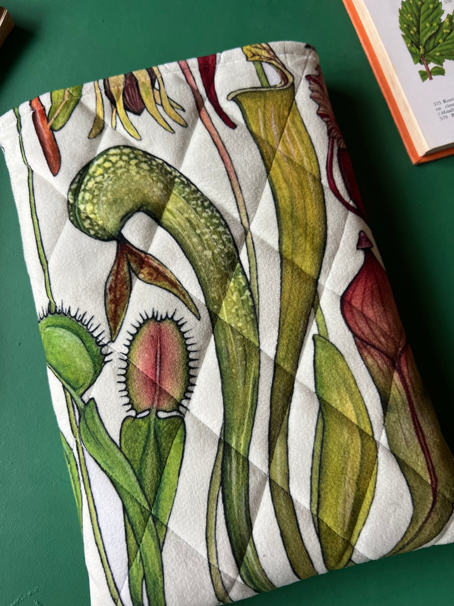Carnivorous Plants Quilted Velvet Book Sleeve