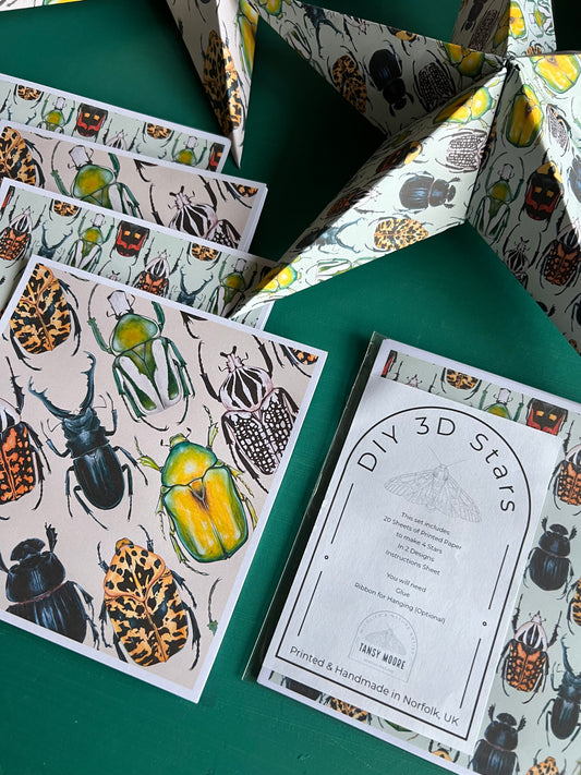 DIY Beetle Stars, 3D Paper Stars