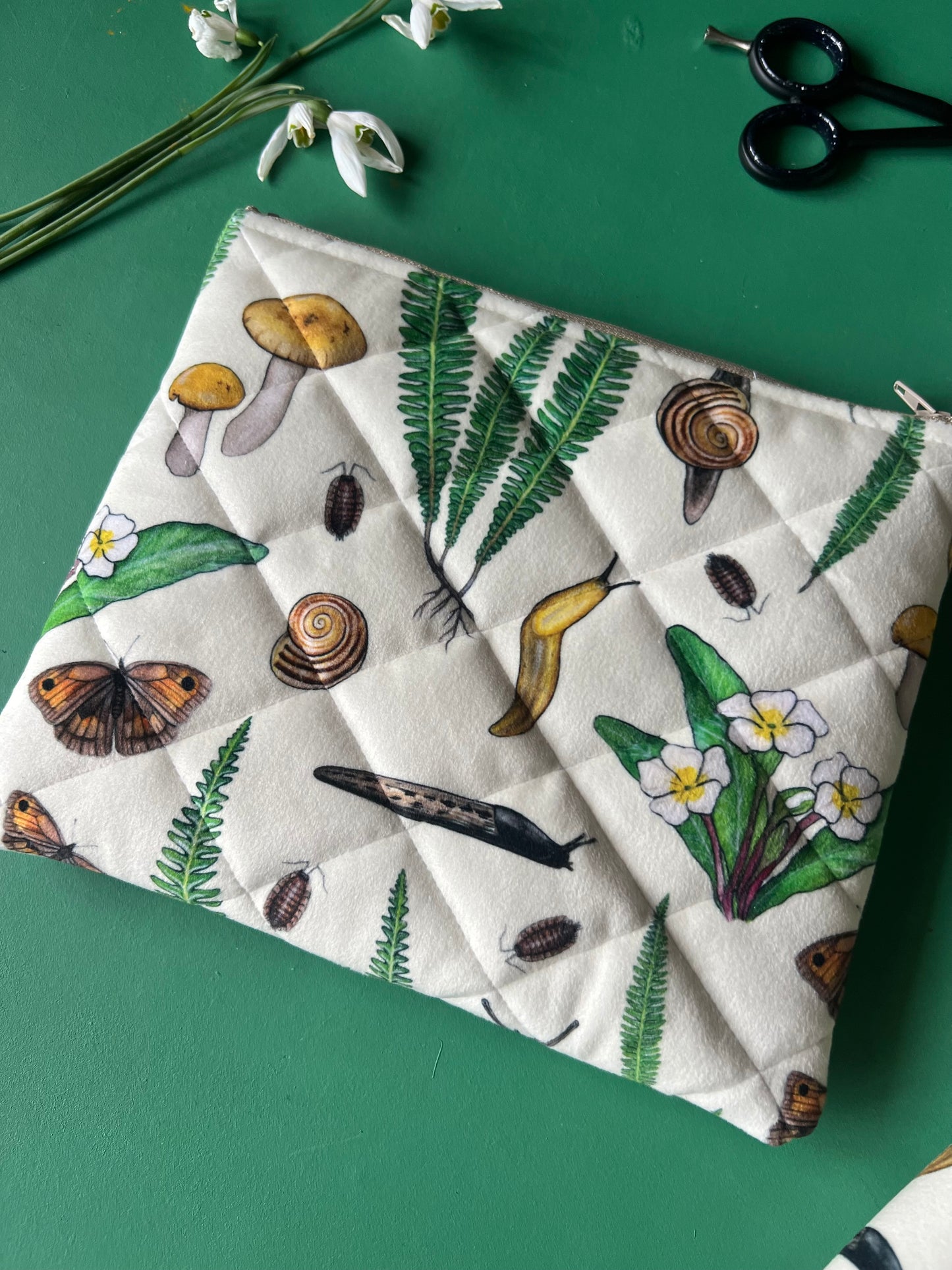 Forest Floor Quilted Velvet Pouch
