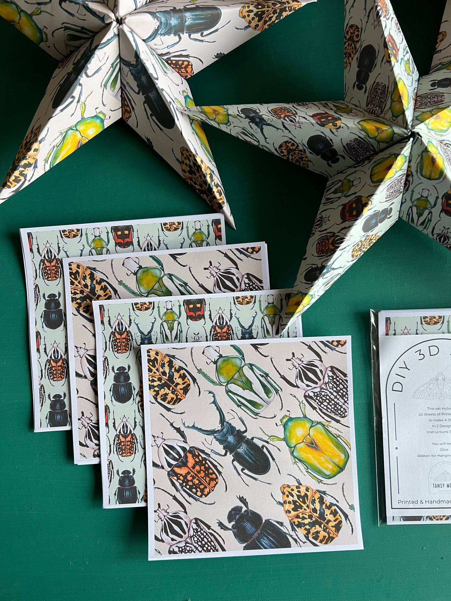 DIY Beetle Stars, 3D Paper Stars