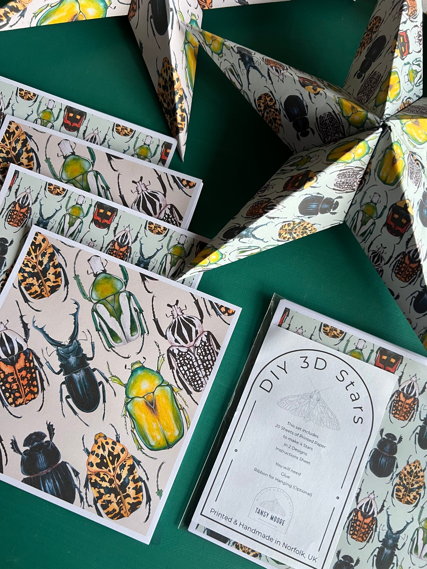 DIY Beetle Stars, 3D Paper Stars