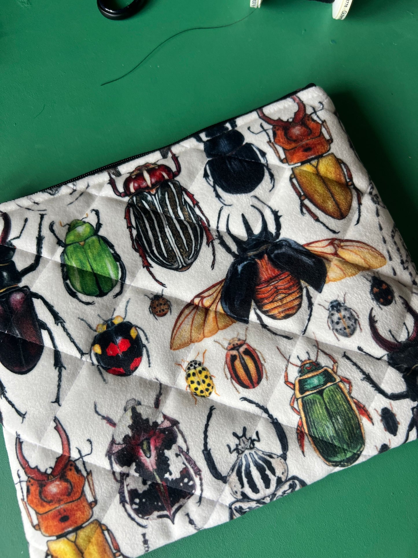 Beetle Quilted Velvet Pouch