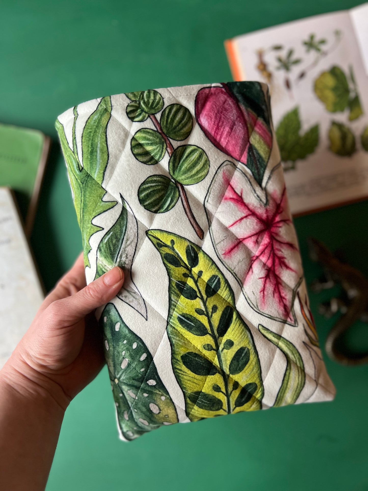 House Plants Quilted Velvet Book Sleeve