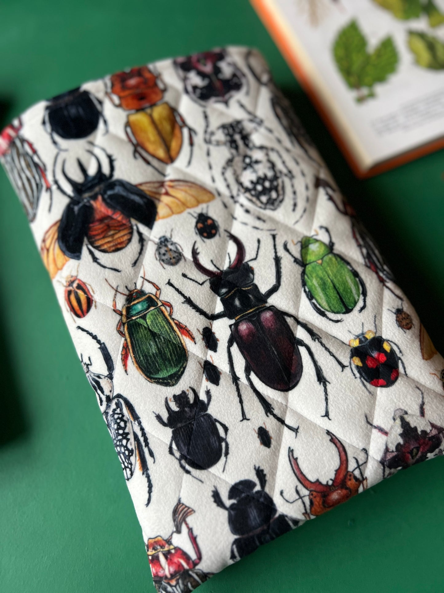 Beetles Quilted Velvet Book Sleeve
