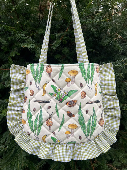 Forest Floor Quilted Ruffle Bag