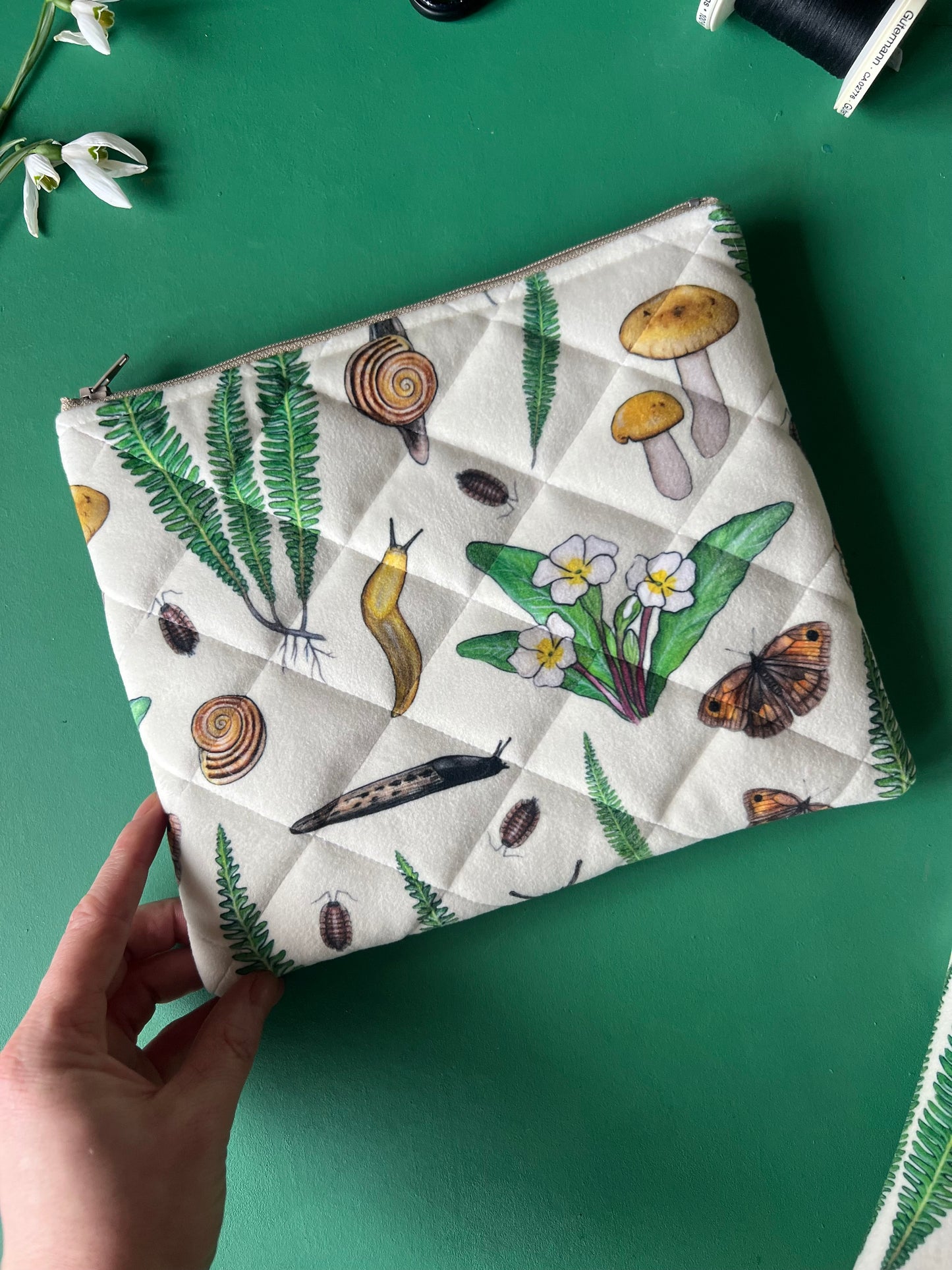 Forest Floor Quilted Velvet Pouch