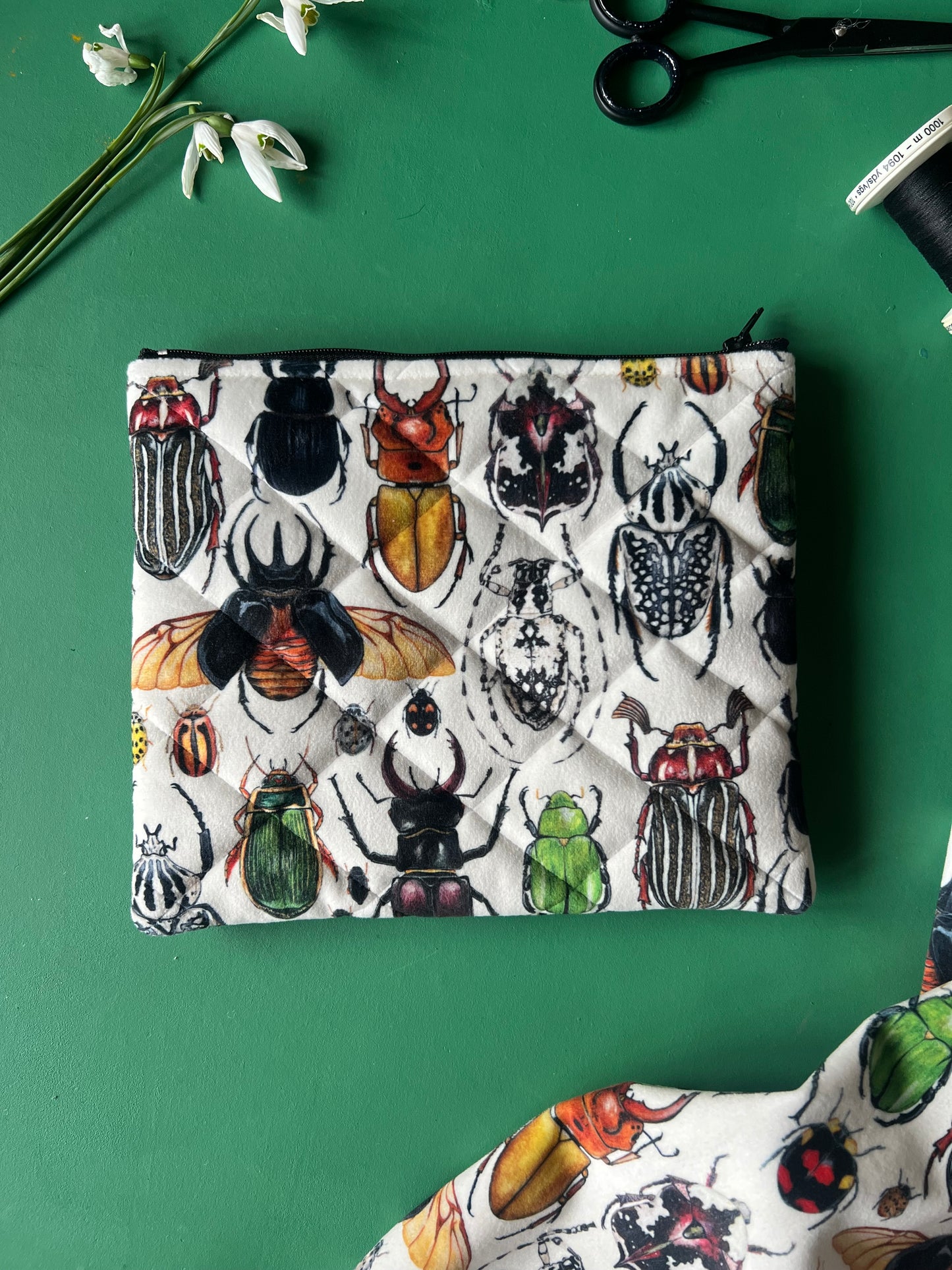 Beetle Quilted Velvet Pouch