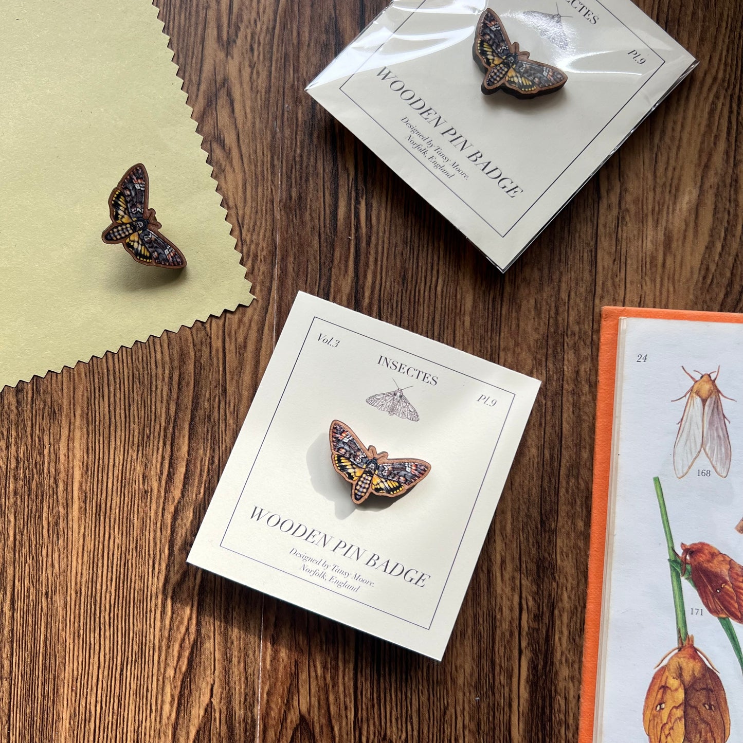 Death’s Head Hawk Moth Wooden Pin Badge