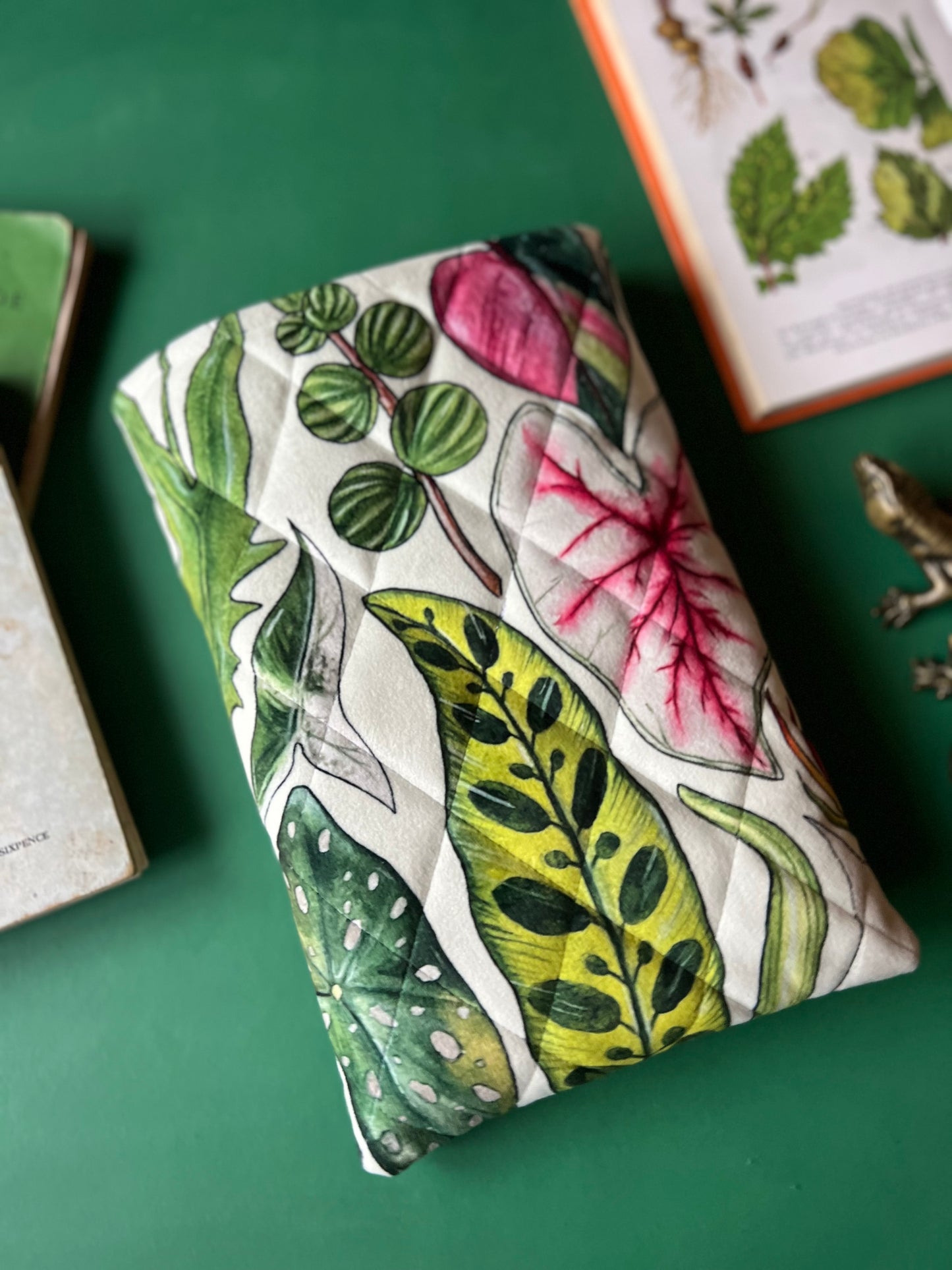 House Plants Quilted Velvet Book Sleeve