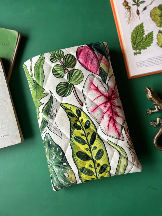 House Plants Quilted Velvet Book Sleeve