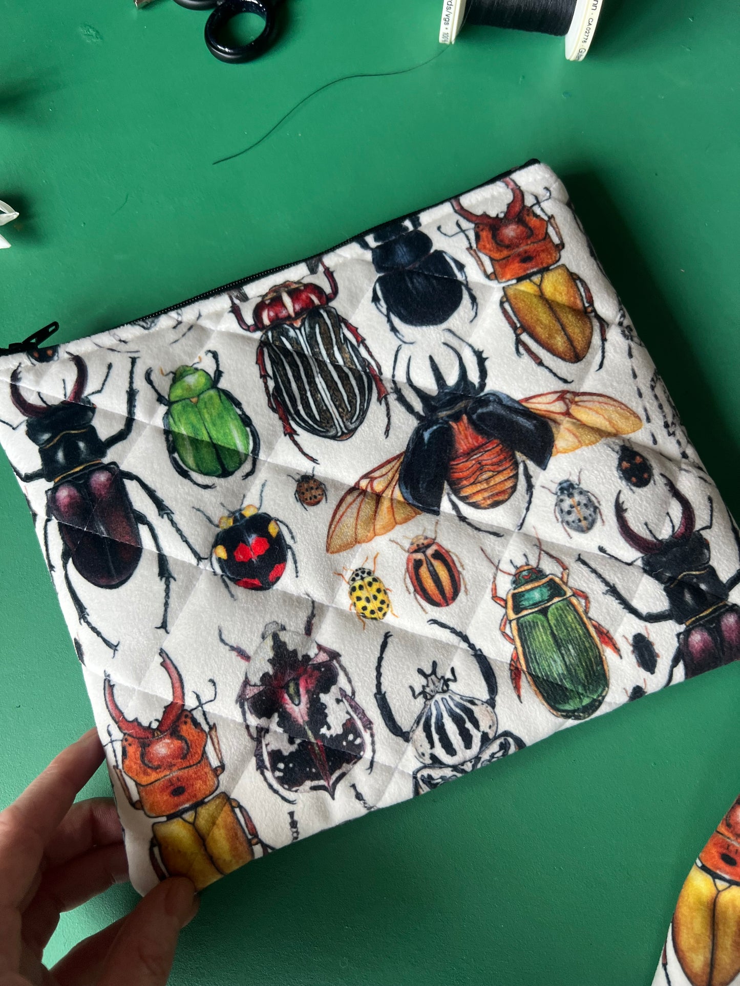 Beetle Quilted Velvet Pouch