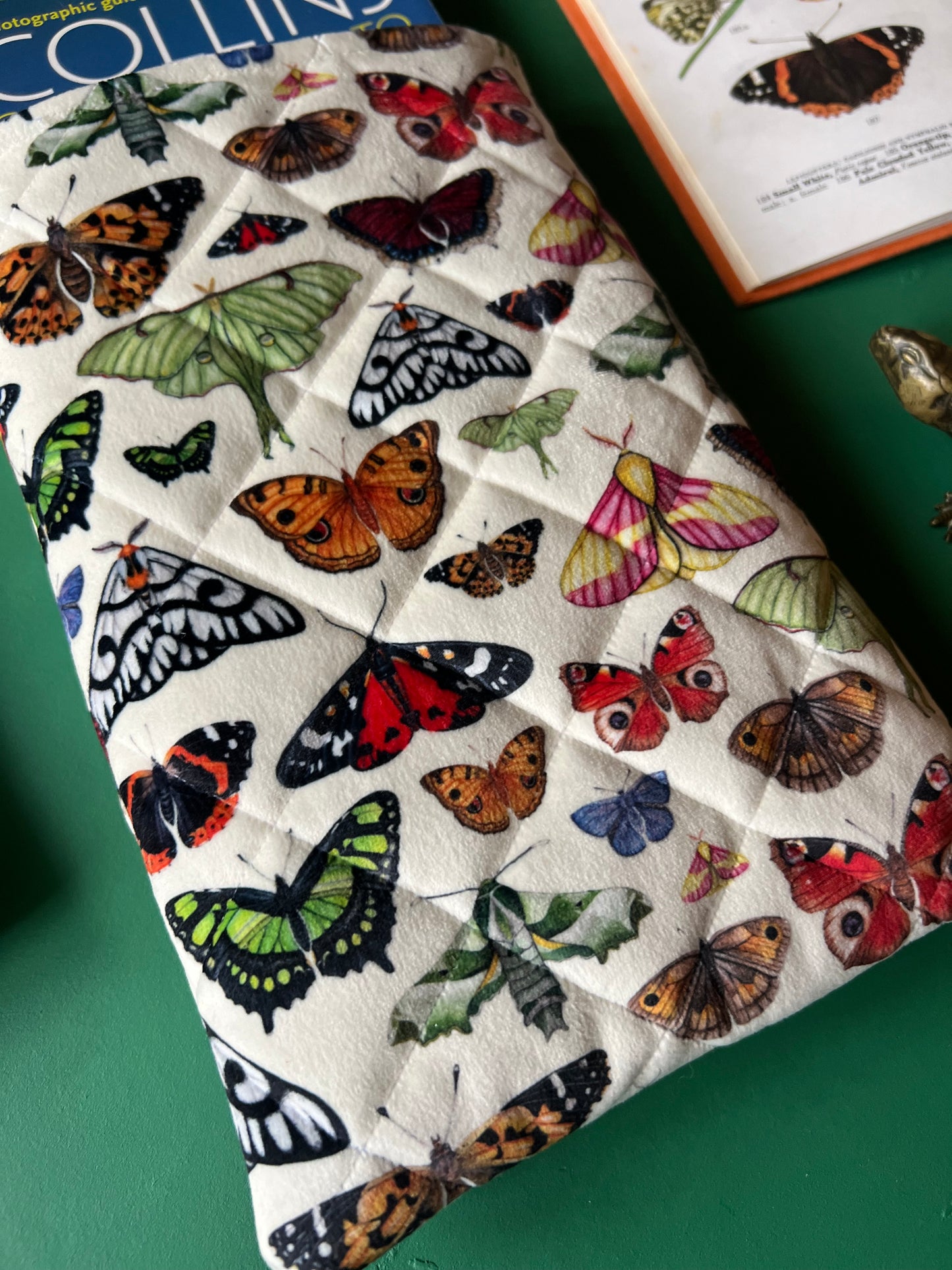 Butterfly and Moth Quilted Velvet Book Sleeve