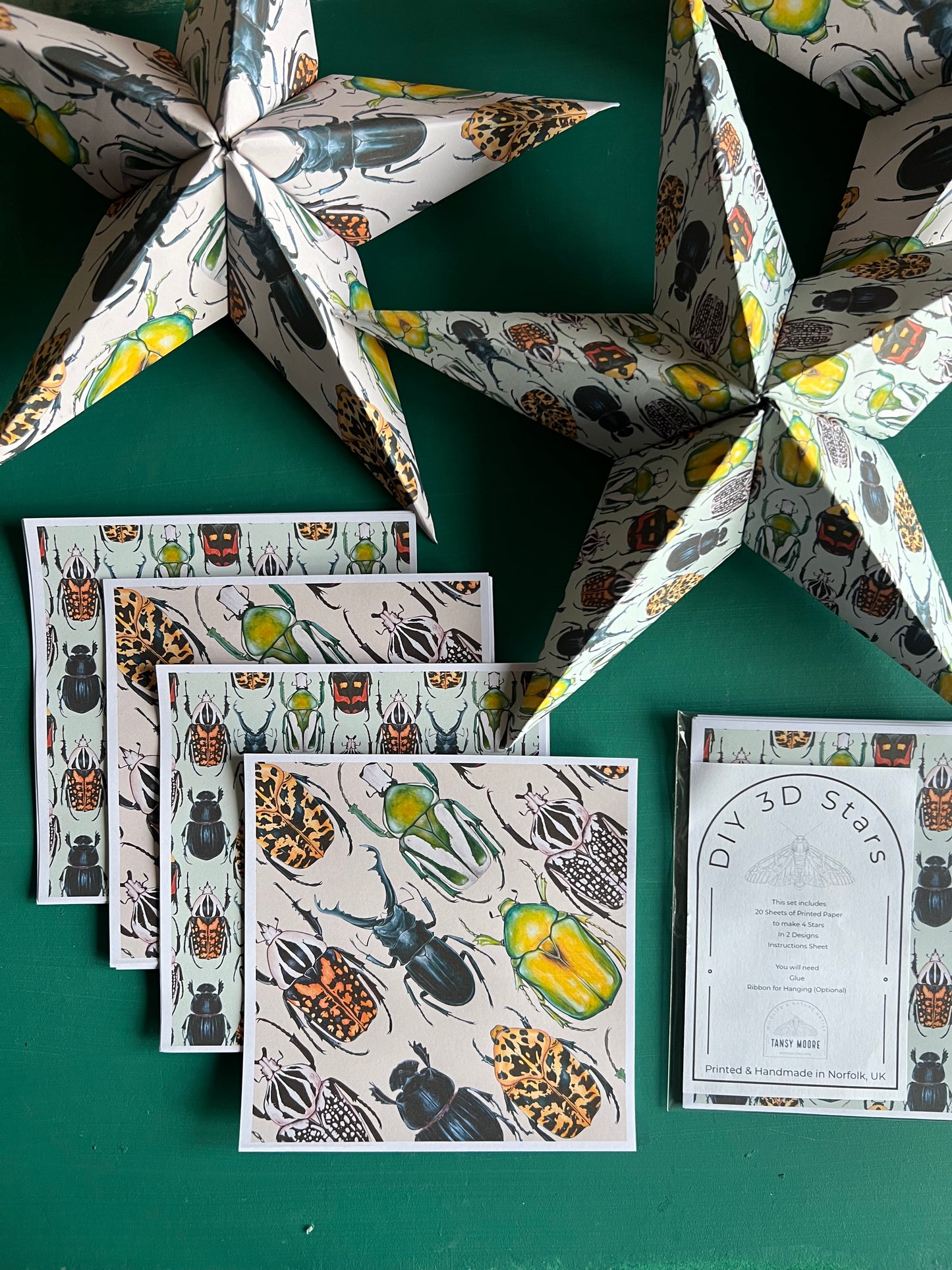 DIY Beetle Stars, 3D Paper Stars