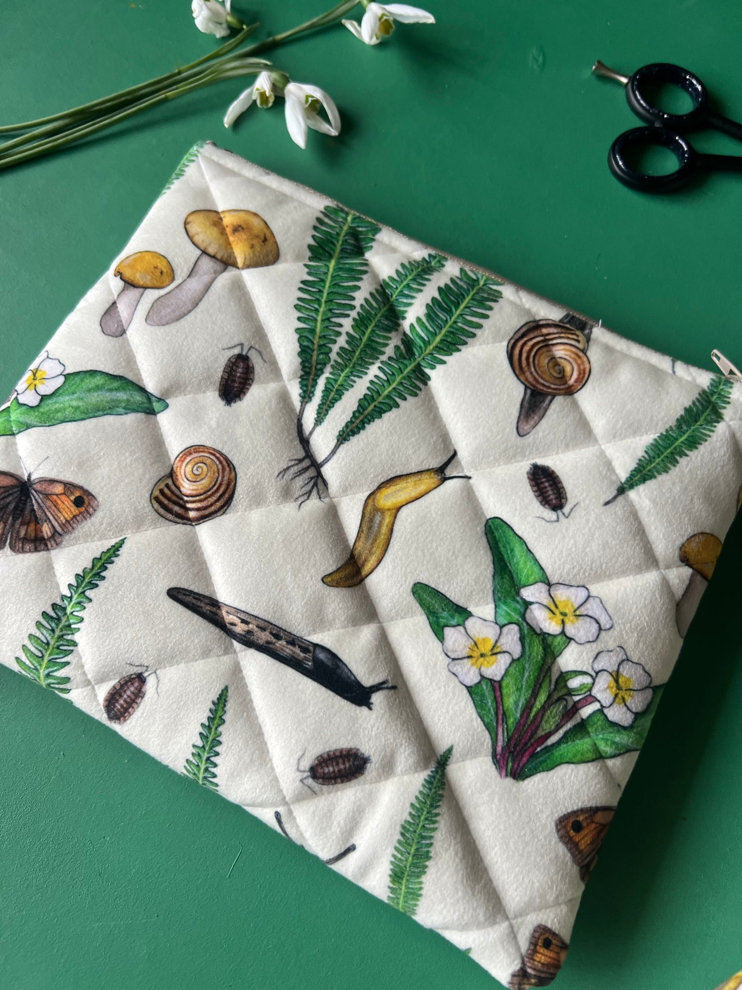 Forest Floor Quilted Velvet Pouch