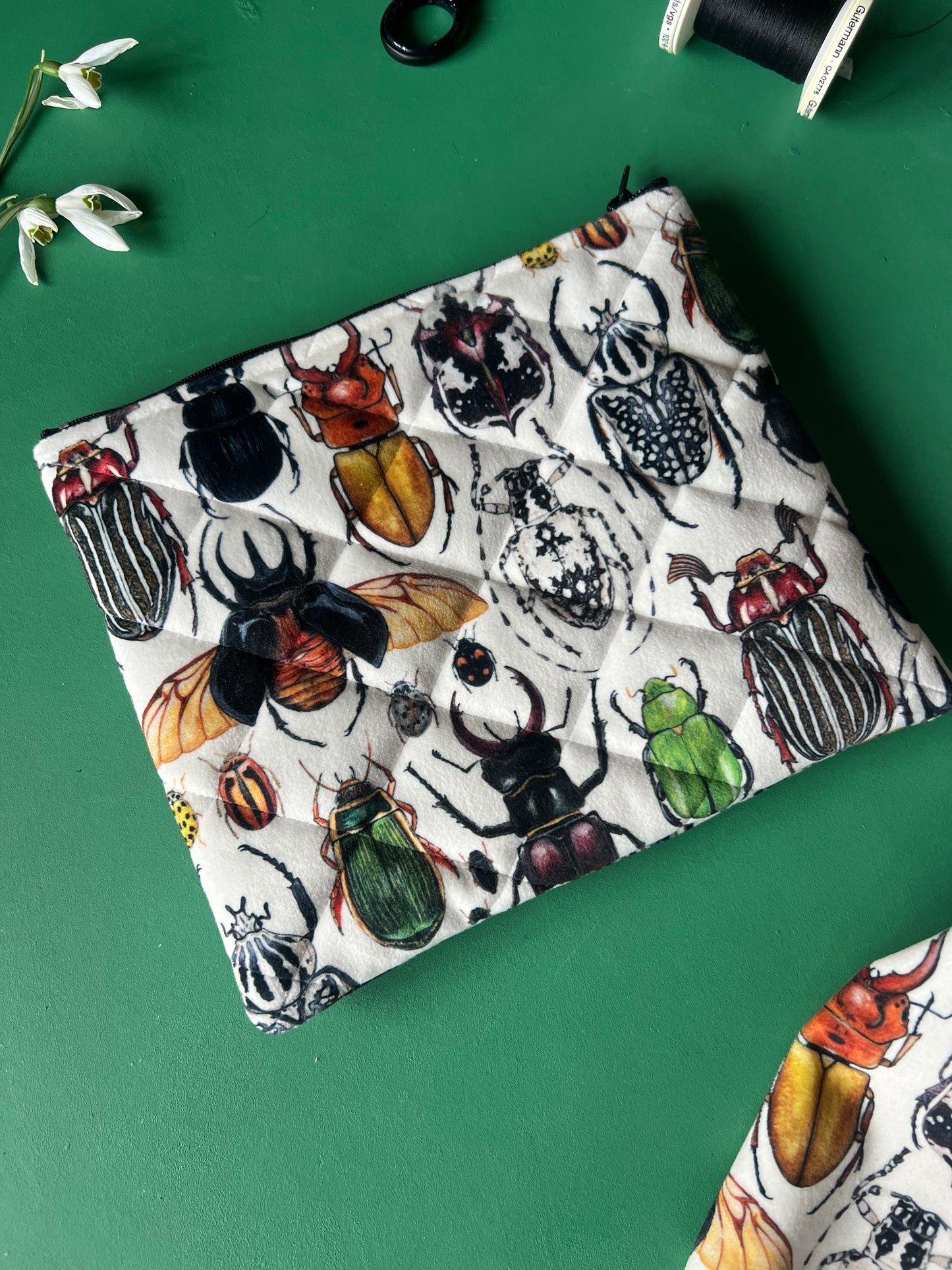 Beetle Quilted Velvet Pouch