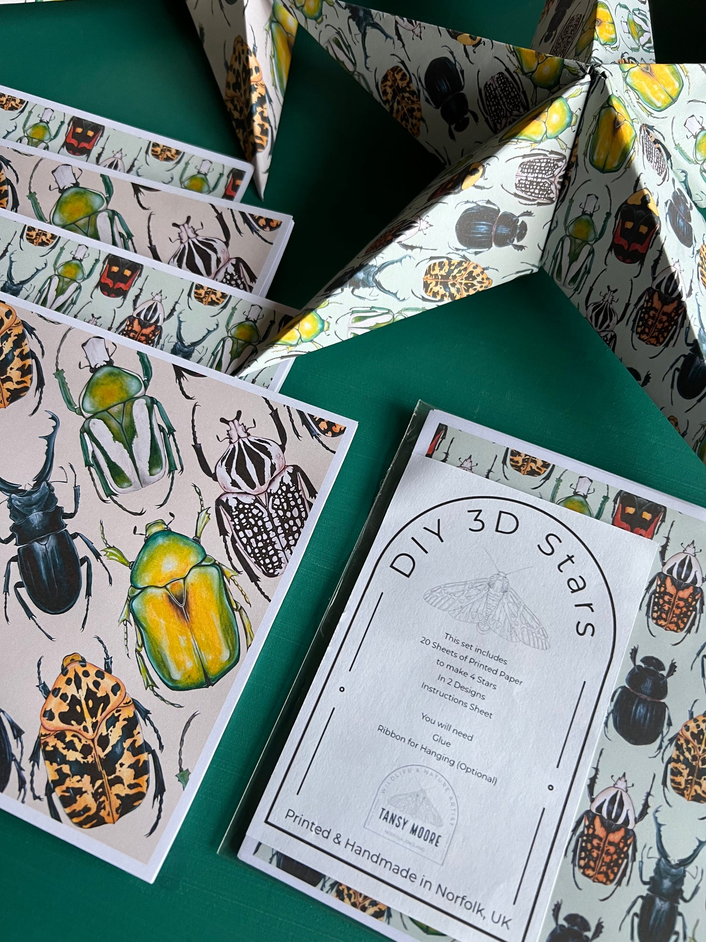 DIY Beetle Stars, 3D Paper Stars