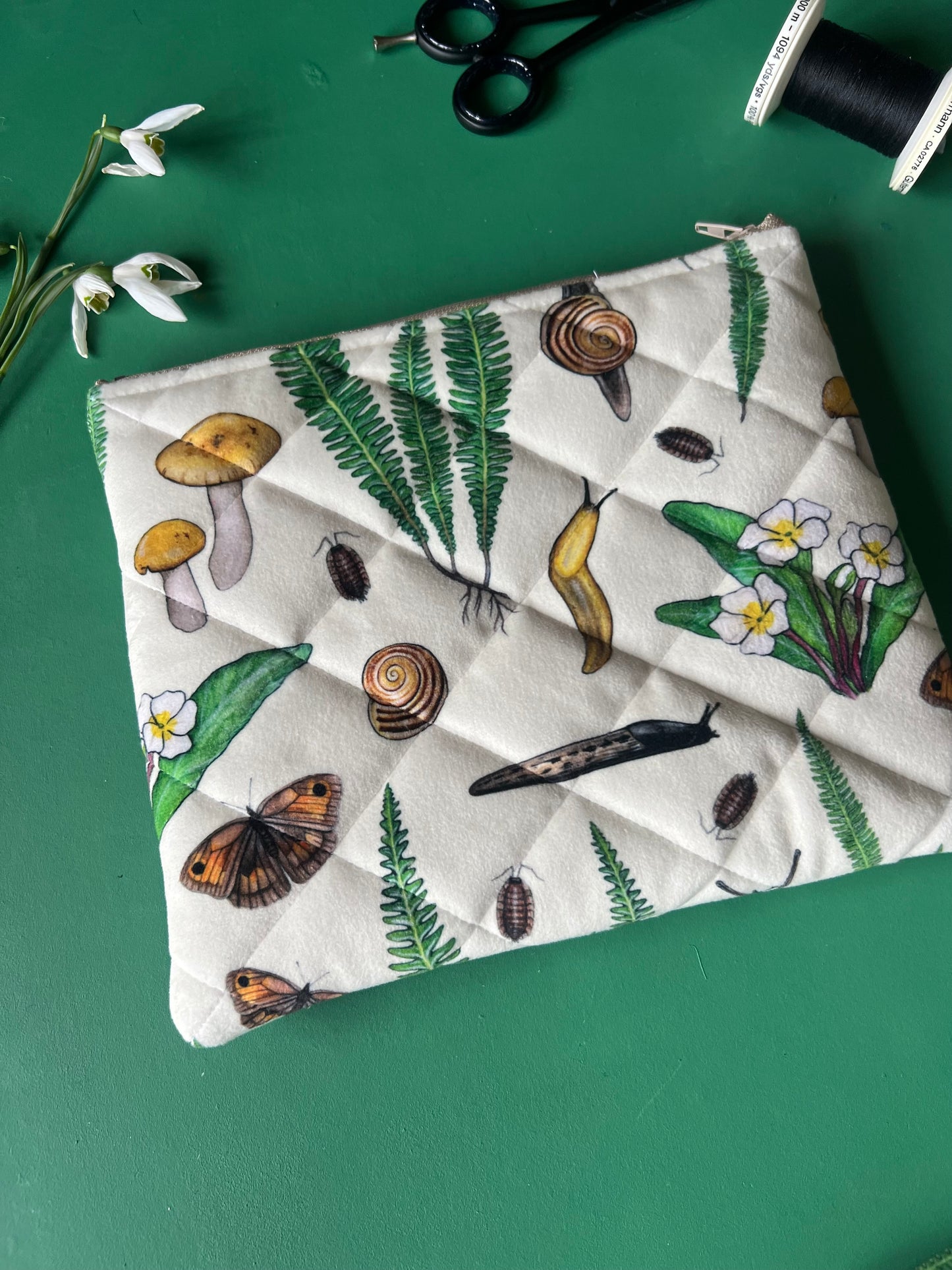 Forest Floor Quilted Velvet Pouch