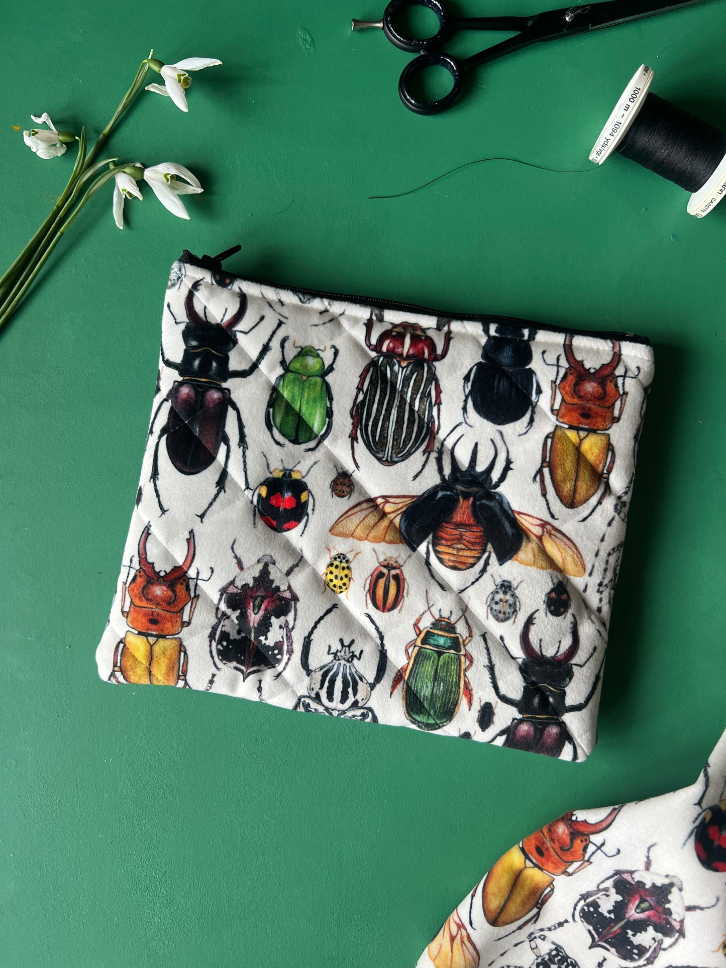 Beetle Quilted Velvet Pouch