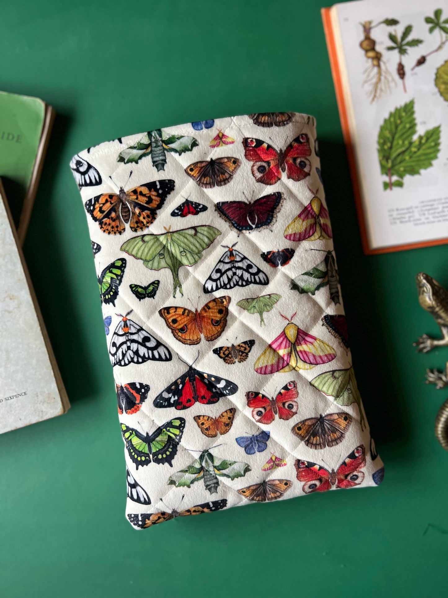 Butterfly and Moth Quilted Velvet Book Sleeve