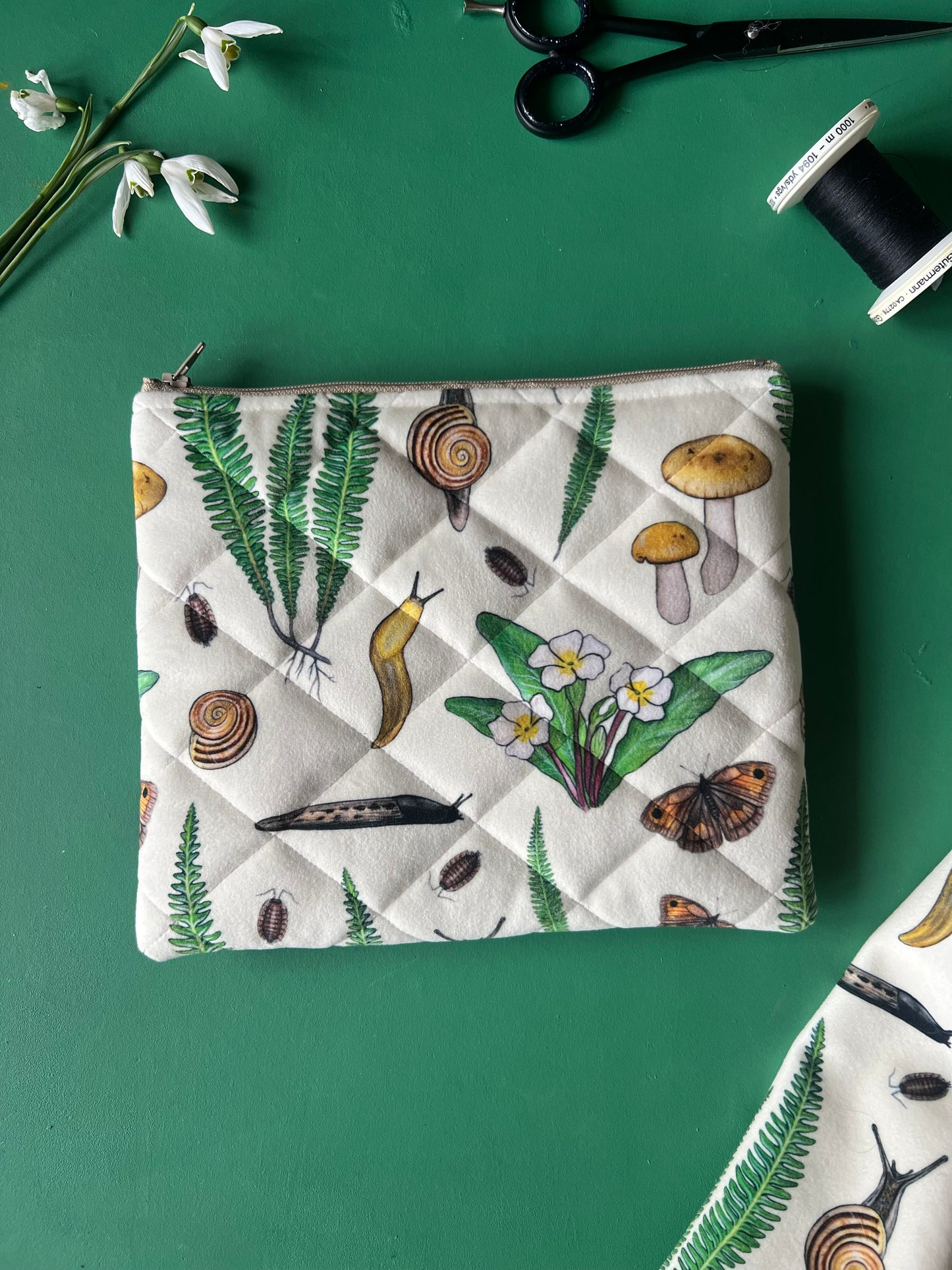 Forest Floor Quilted Velvet Pouch