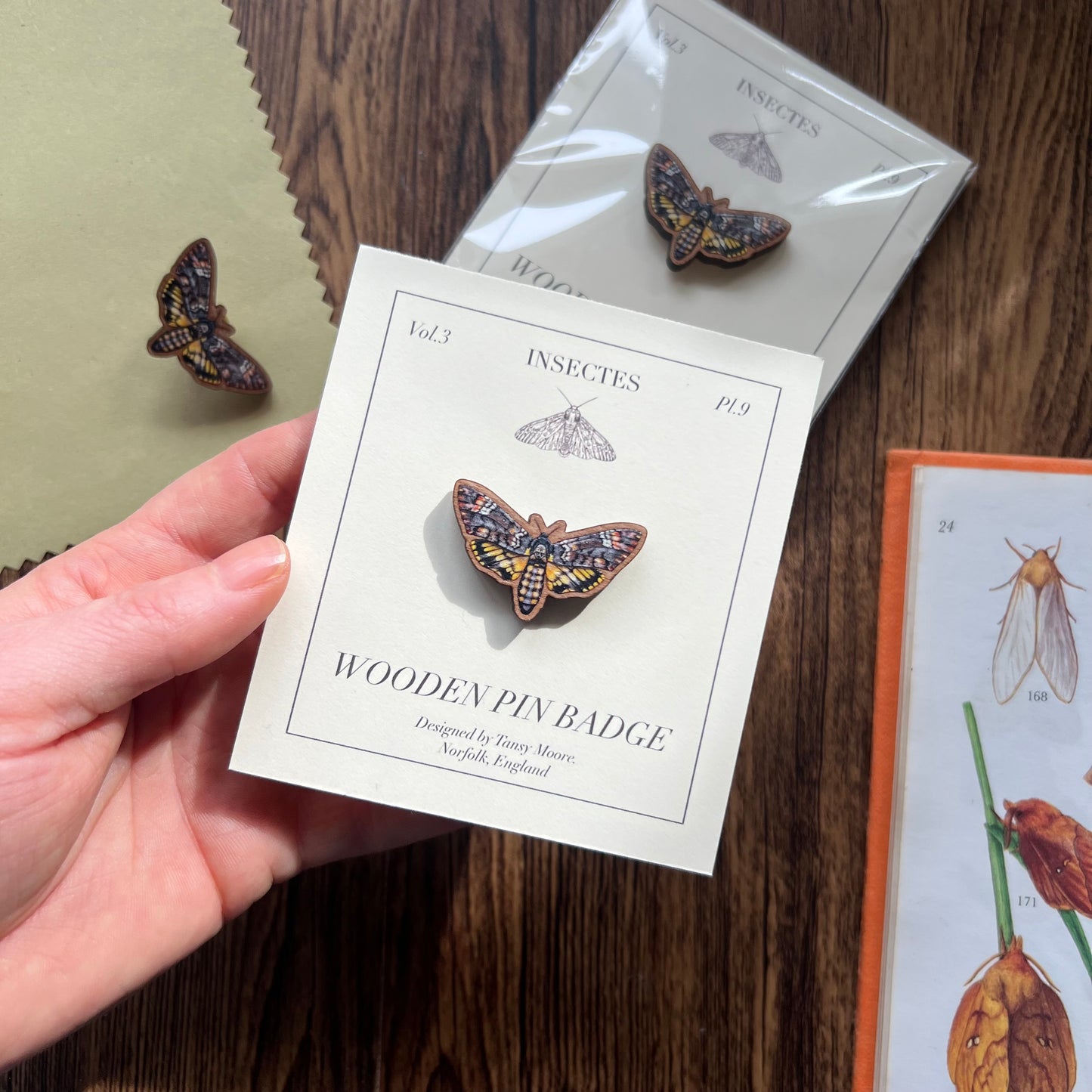 Death’s Head Hawk Moth Wooden Pin Badge