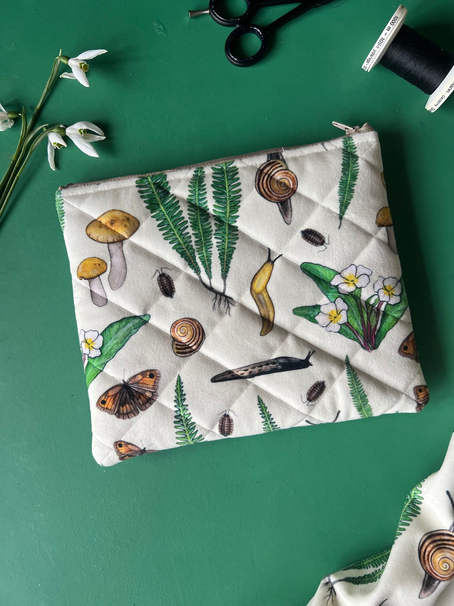 Forest Floor Quilted Velvet Pouch