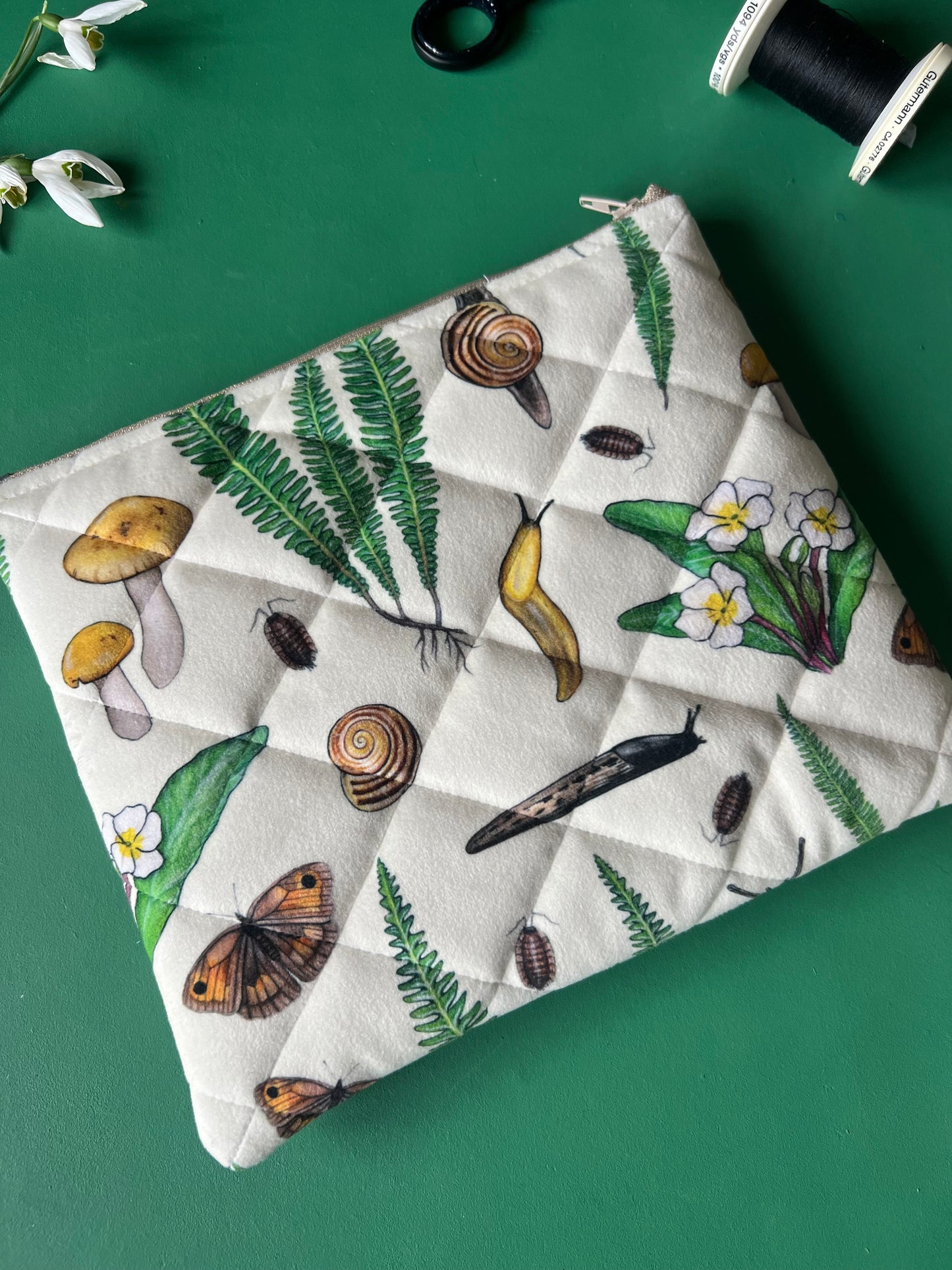 Forest Floor Quilted Velvet Pouch
