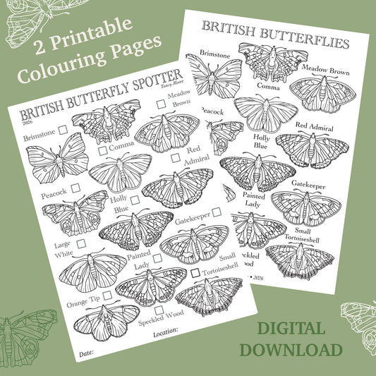 British Butterflies Spotter/ Identification Colouring Pages - Digital Download