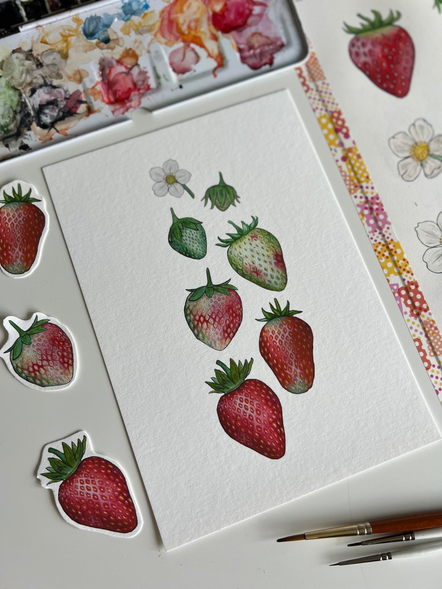 Ripening Strawberries Watercolour Print