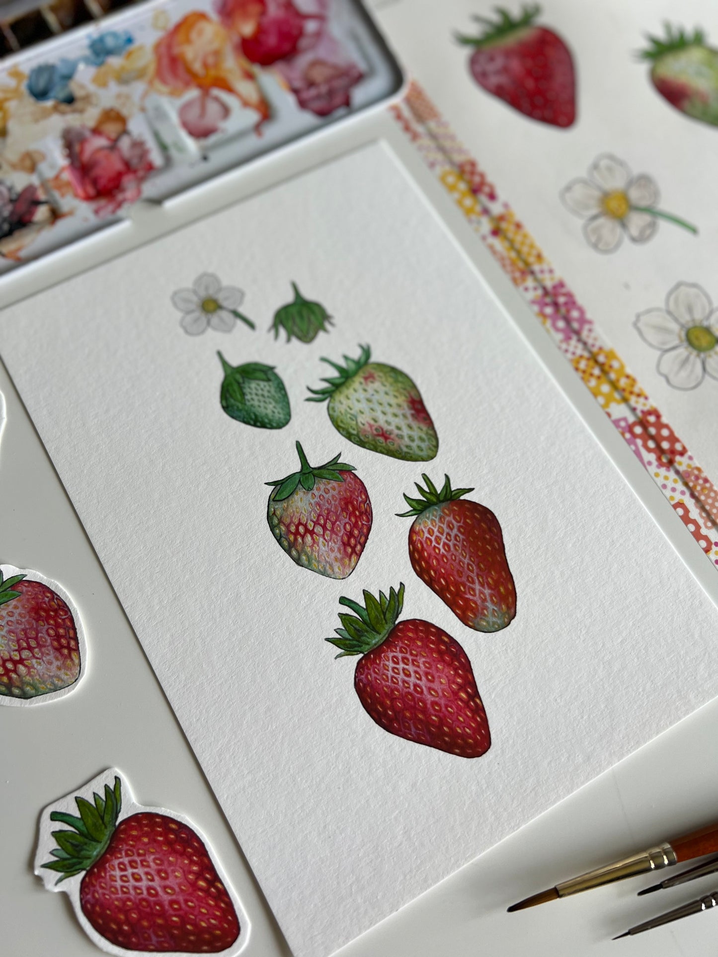 Ripening Strawberries Watercolour Print